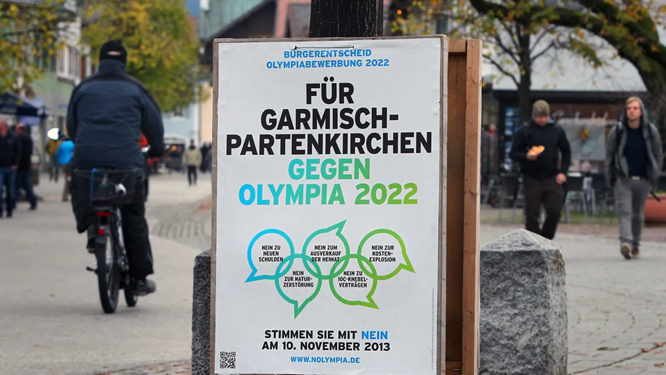 A müncheniek nem akarnak olimpiát, téli olimpia 2022, olimpia ellenes plakát Garmisch-Partenkirchenben