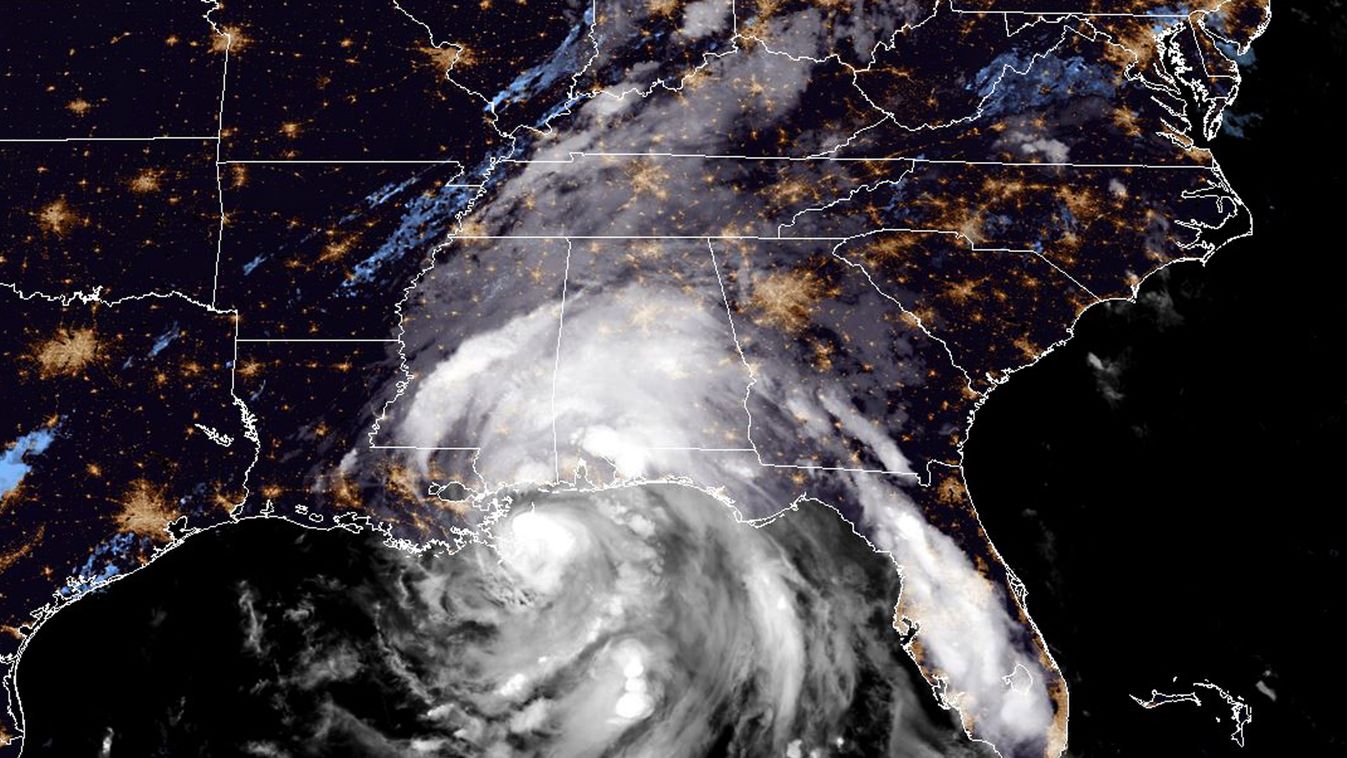 Horizontal This satellite image obtained from the National Oceanic and Atmospheric Administration (NOAA) shows Hurricane Nate at 00:15UTC on October 8, 2017.
Hurricane Nate has made landfall at the mouth of the Mississippi River on the southeastern tip of