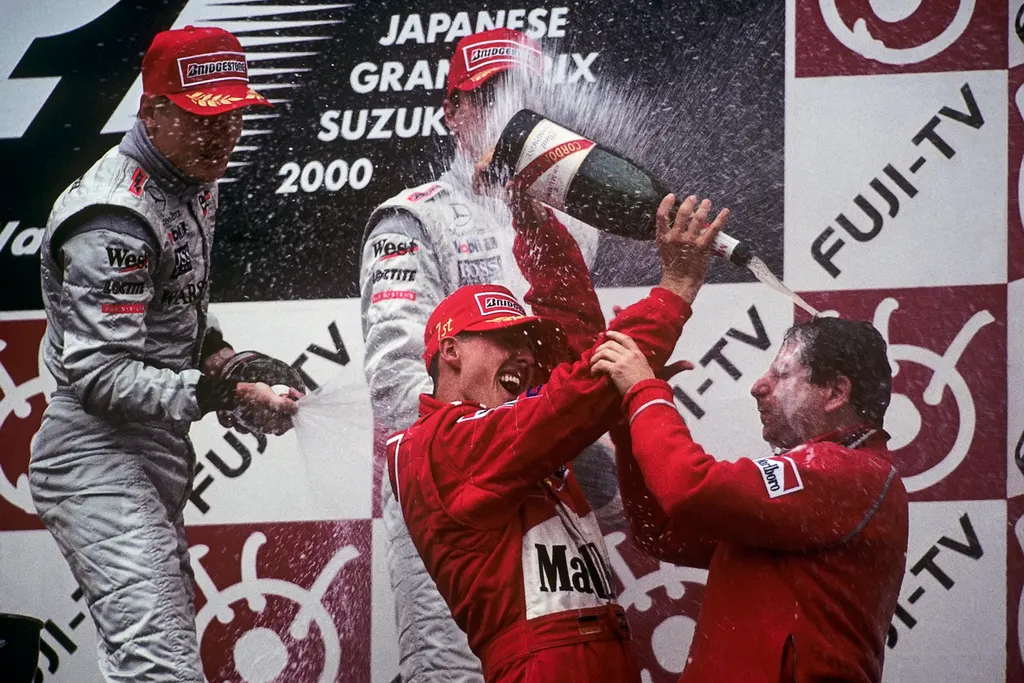 Forma-1, Scuderia Ferrari, Japán Nagydíj 2000, Michael Schumacher, Jean Todt, Mika Häkkinen, David Coulthard 