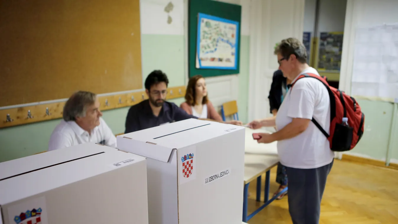 Parliamentary election in Croatia 2016 POLITICS Croatia parliamentary election POLLING STATION Zagreb Ballot boxes 
