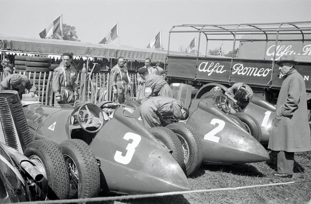 Forma-1, Giuseppe Farina, Luigi Fagioli, Juan Manuel Fangio, Alfa Romeo, Brit Nagydíj 1950 