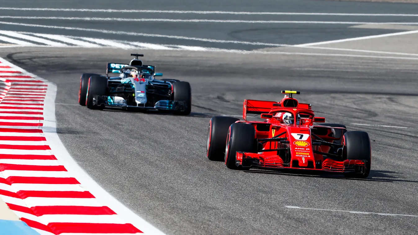 A Forma-1-es Bahreini Nagydíj szombati napja, Lewis Hamilton, Mercedes-AMG Petronas, Kimi Räikkönen, Scuderia Ferrari 