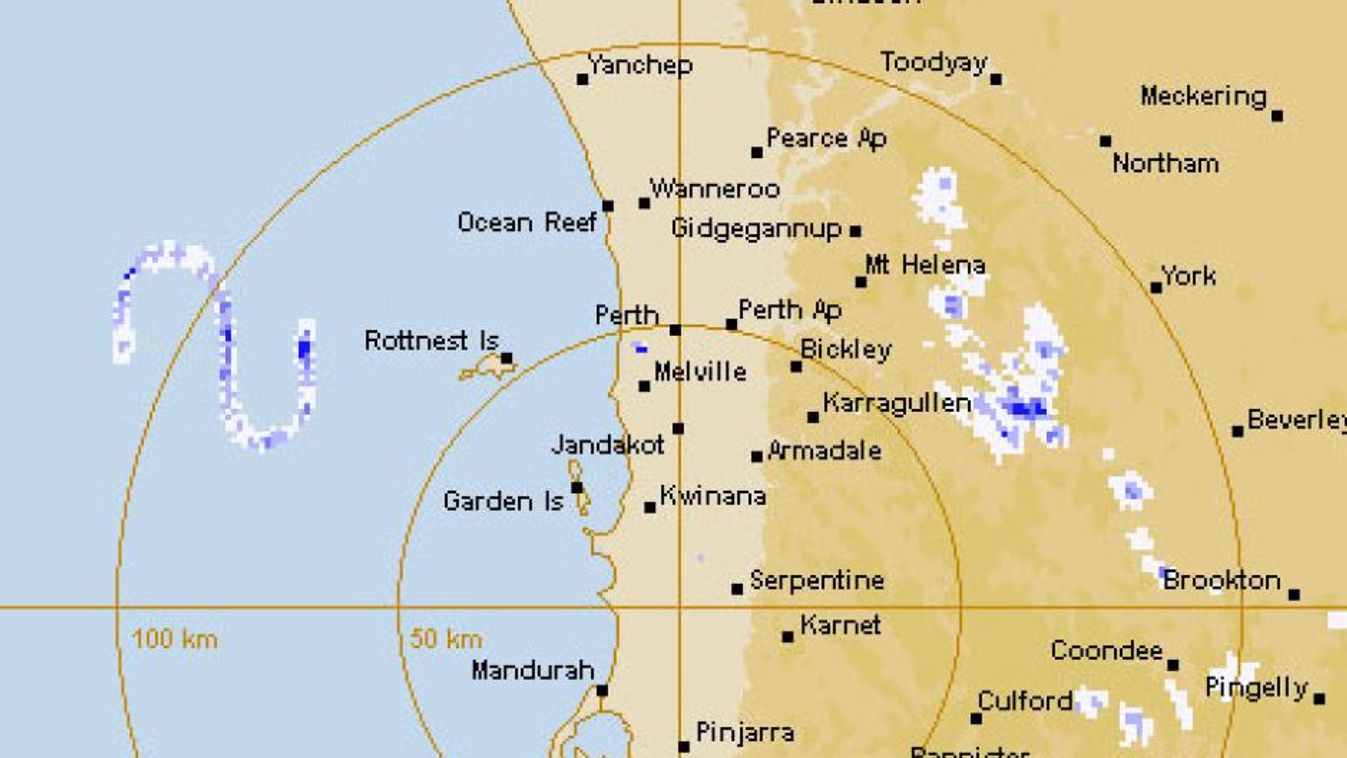 S alakzat, radarkép, Nyugat-Ausztrália 