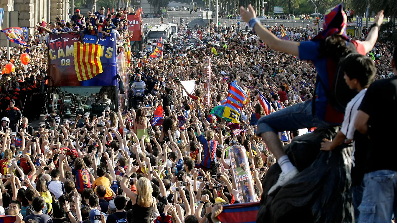 Az FC Barcelona szurkolói 2009-ben, miután a csapat megnyerte a bajnokságot 