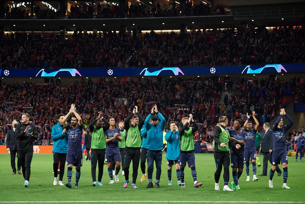 Atletico Madrid v Manchester City Quarter Final Leg Two - UEFA Champions League soccer Atletico de Madrid Chelsea FC UEFA Champions League Quarter Final Leg Two match City players Manchester City Wanda Metropolitano Jose Breton Pics Action/NurPhoto Atleti