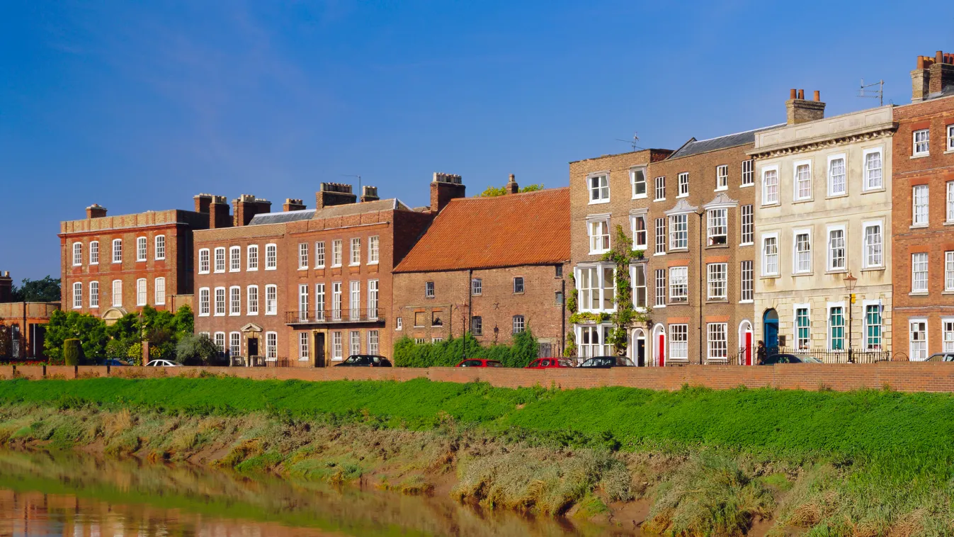 North Brink, one of England's finest Georgian Streets, Wisbech, Cambridgeshire, England ARCHITECTURE Color Image HORIZONTAL Day England EUROPE Exterior Georgian Nobody North Brink Outdoors Places REFLECTION River Nene Row House Travel Destinations Uk WATE