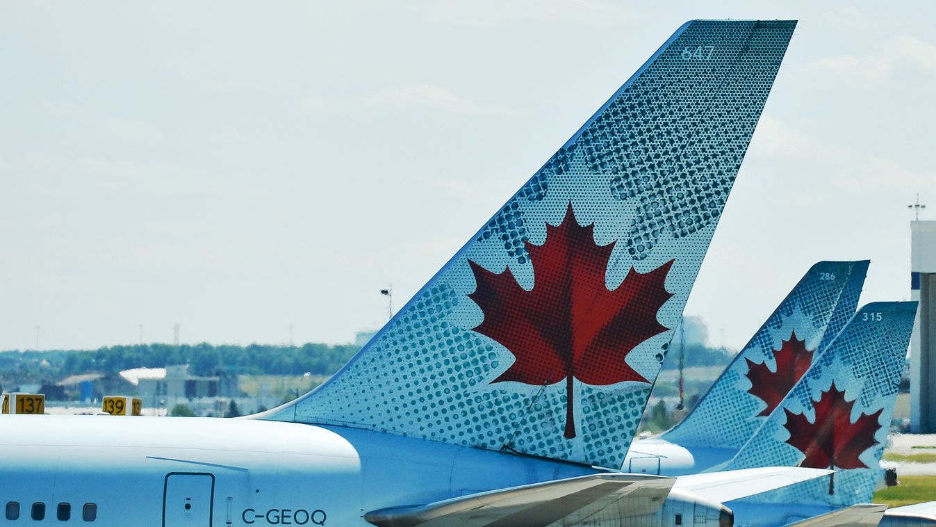 Az Air Canada várakozó gépei a Toronto Pearson Nemzetközi Repülőtéren 