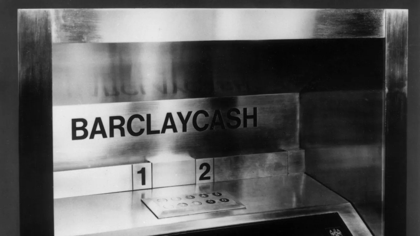 Barclaycash Machine, ATM, pénzfelvétel, pénz, automata, pénzautomata, ATM feltaláló, ATM feltalálója, illusztráció, 1967, John Adrian Shepherd-Barron 