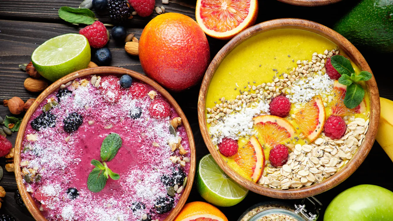 smoothie bowl turmix gyümölcs zöldség vegán reggeli vegetáriánus joghurt müzli 