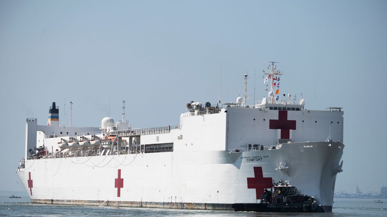 Trump sees off navy hospital ship which is sailing to New York to help with virus crisis health Horizontal 