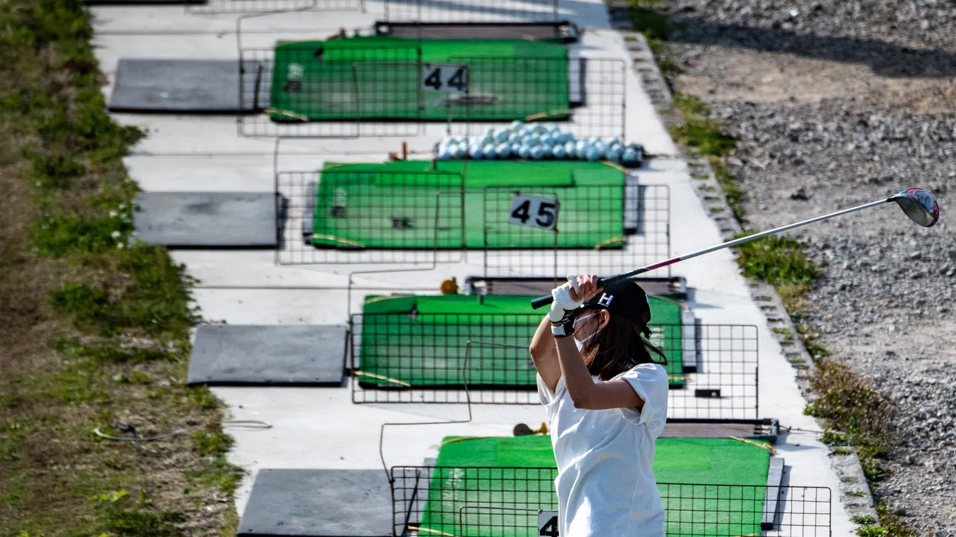 Japán, golf, golfozó, sport, illusztráció 