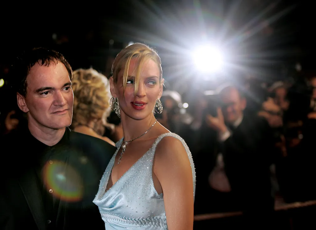 Quentin Tarantino és Uma Thurman a Kill Bill 2 világpremierjén a 2004-es cannes-i filmfesztiválon 