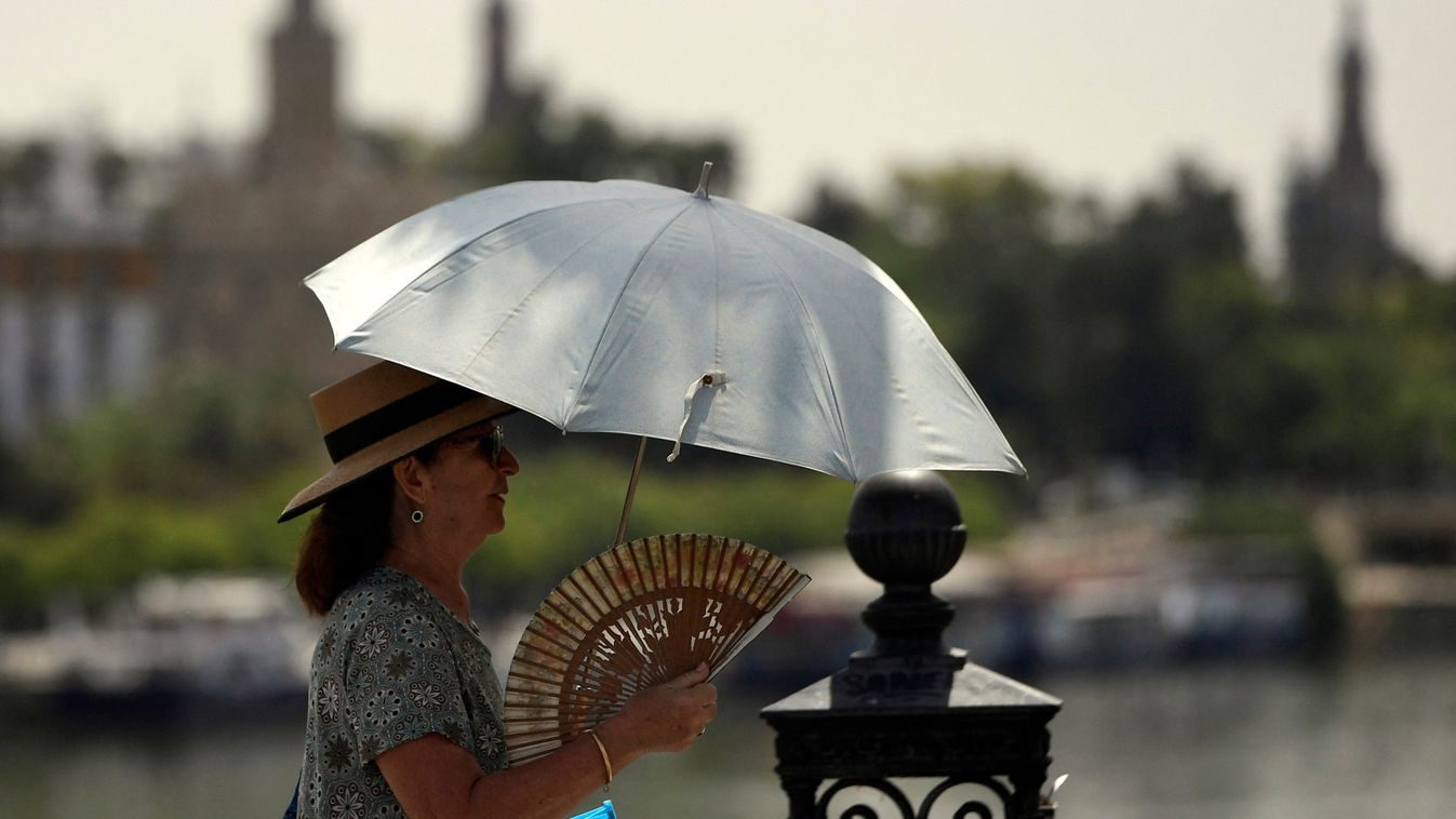 Hőség, hőhullám, esernyő, Spanyolország, heatwave 
