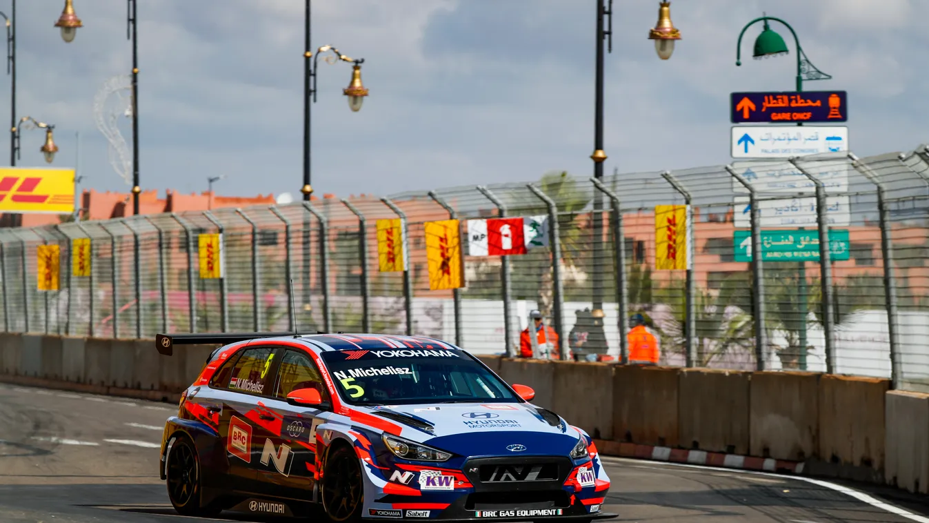 AUTO - WTCR MARRAKECH 2019 AUTO CHAMPIONNAT DU MONDE CIRCUIT COURSE FIA MAROC Motorsport TOURISME april avril wtcr 05 NORBERT MICHELISZ, 5HUNGARY), BRC HYUNDAI N SQUADRA CORSE, HYUNDAI I30 N TCR, action during the 2019 FIA WTCR World Touring Car Race of M