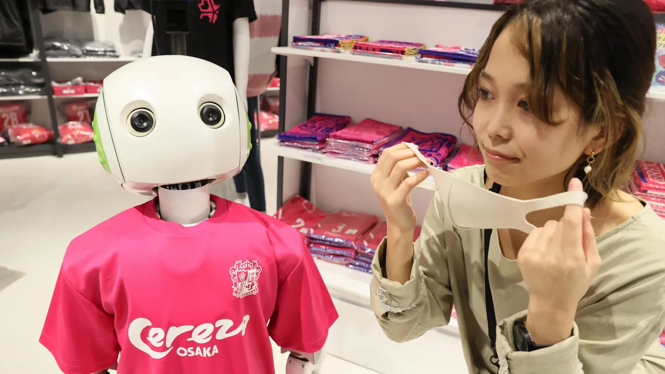 robot maszkviselés ellenőrzés Japán Oszaka 