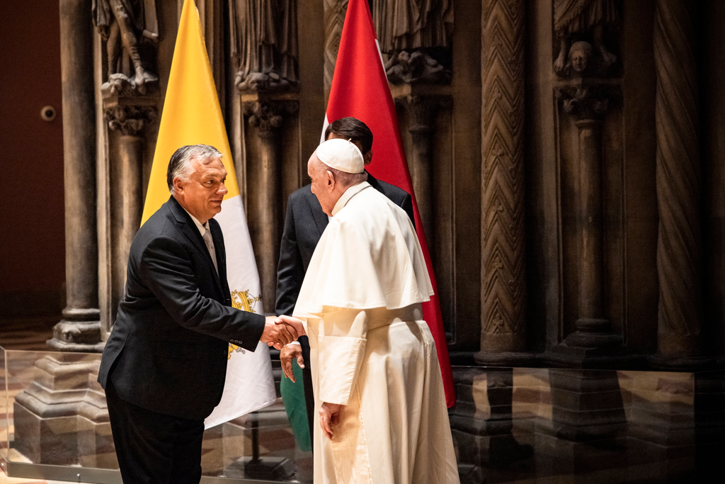 Orbán Viktor találkozója Ferenc pápával, Szépművészeti Múzeum, 52. Nemzetközi Eucharisztikus Kongresszus, Budapest, 2021.09.12. 