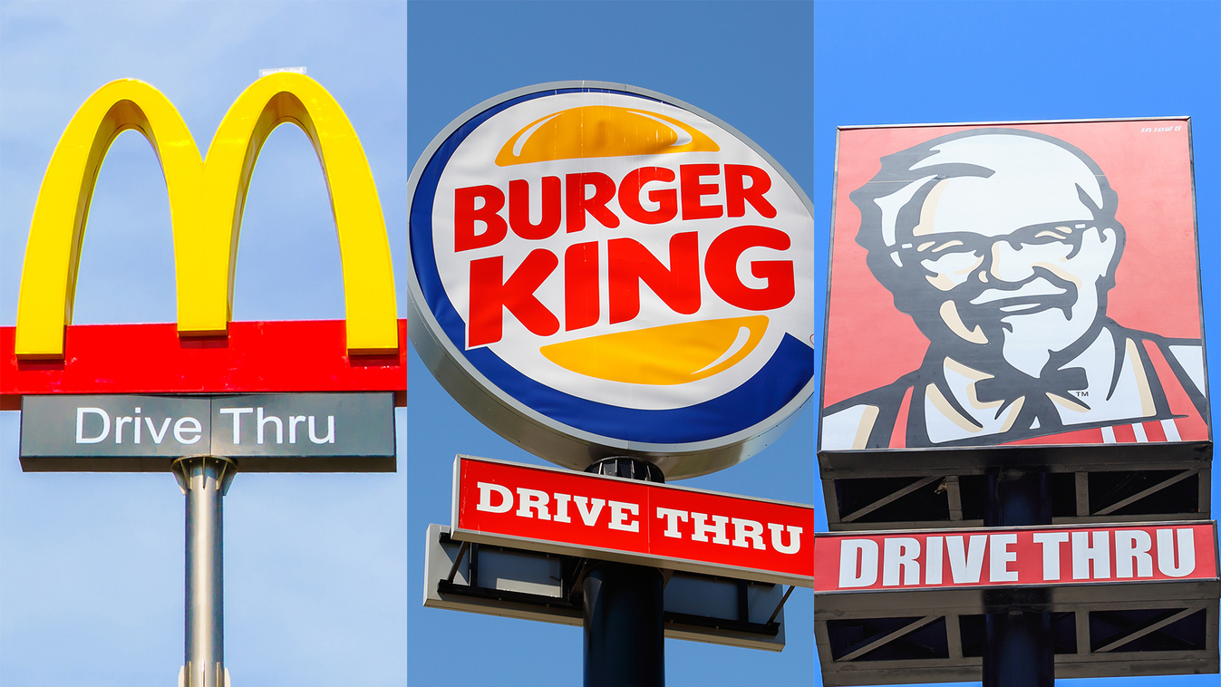 McDonald's, Burger King, KFC, gyorsétterem logók 