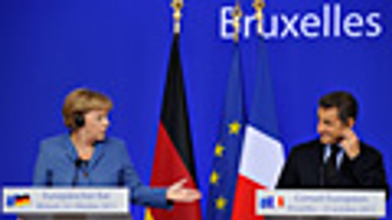 EU-csúcs, Európai Unió állam- és kormányfőinek csúcstalálkozójára Brüsszelben. Angela Merkel, Nicholas Sarkozy