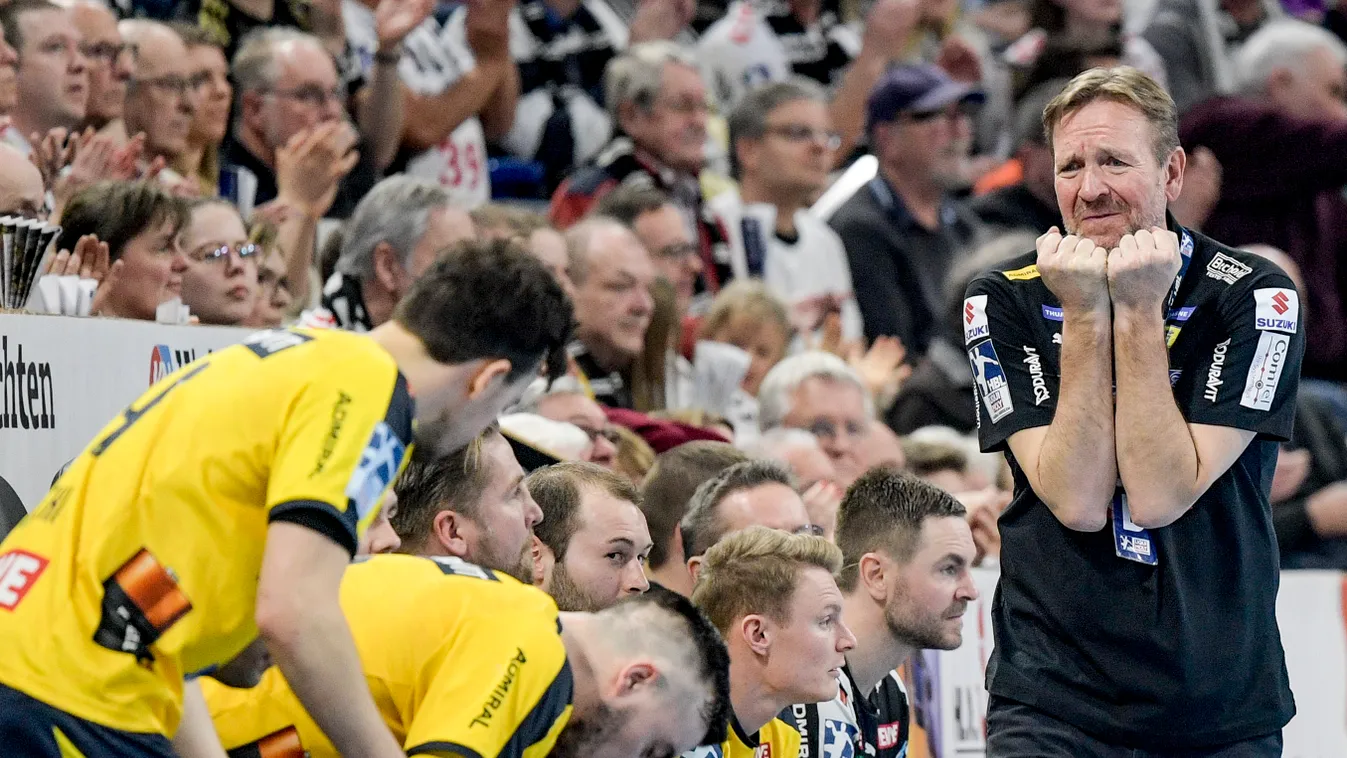 THW Kiel - Rhine-Neckar Leuven Sports HANDBALL Bundesliga GESTURES THOUGHTFUL disappointed Disappointment 