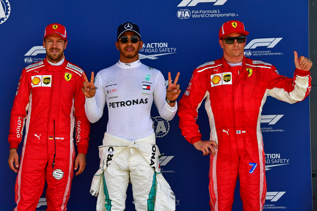 A Forma-1-es Brit Nagydíj szombati napja, Sebastian Vettel, Lewis Hamilton, Kimi Räikkönen 