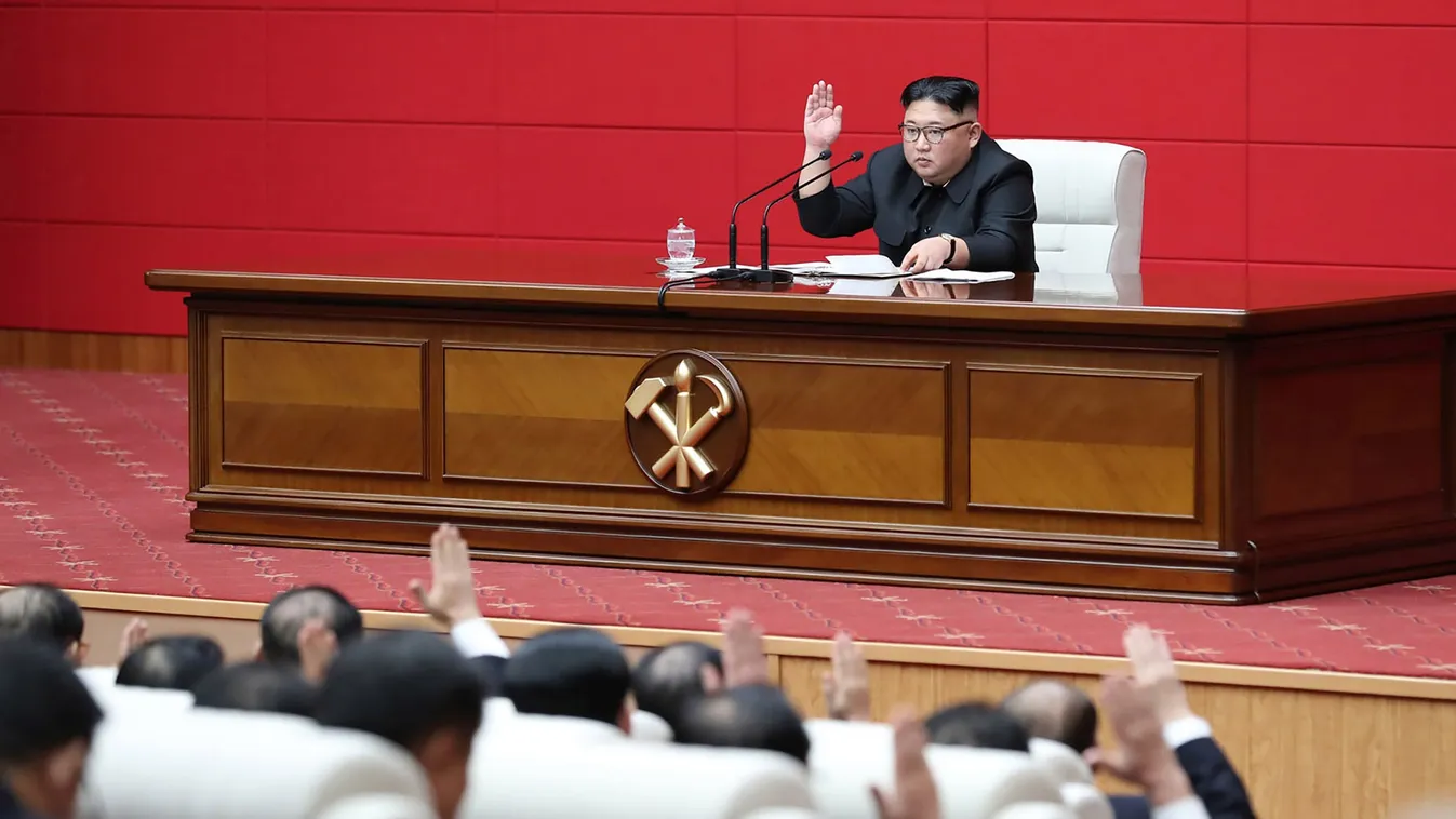 politics Horizontal This April 10, 2019 picture released by North Korea's official Korean Central News Agency (KCNA) on April 11, 2019 shows North Korean leader Kim Jong Un attending the 4th Plenary Meeting of the 7th Central Committee of the Workers' Par