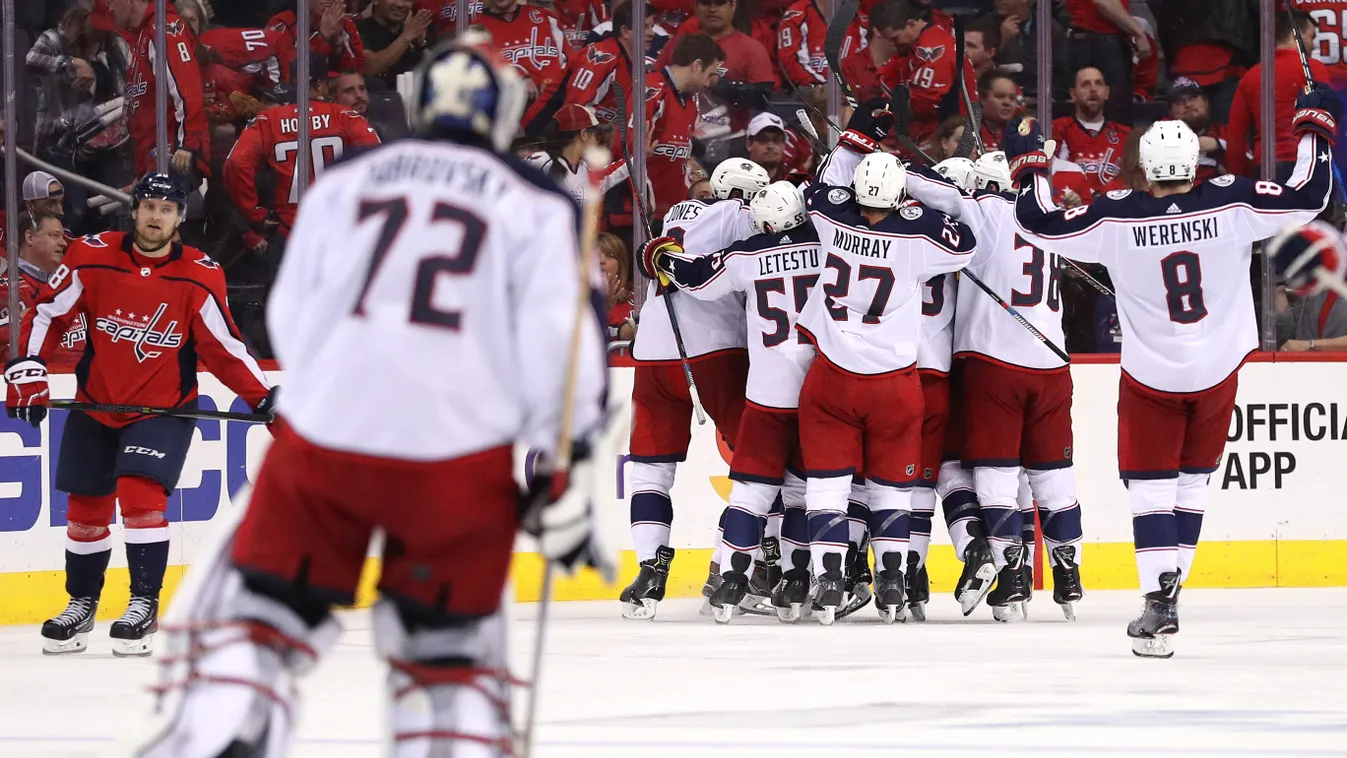 Columbus Blue Jackets v Washington Capitals - Game One GettyImageRank2 SPORT HORIZONTAL ICE HOCKEY Scoring USA Sports Team Washington DC Winter Sport Winning COMMEMORATION Stanley Cup Photography National Hockey League Columbus Blue Jackets Washington Cap