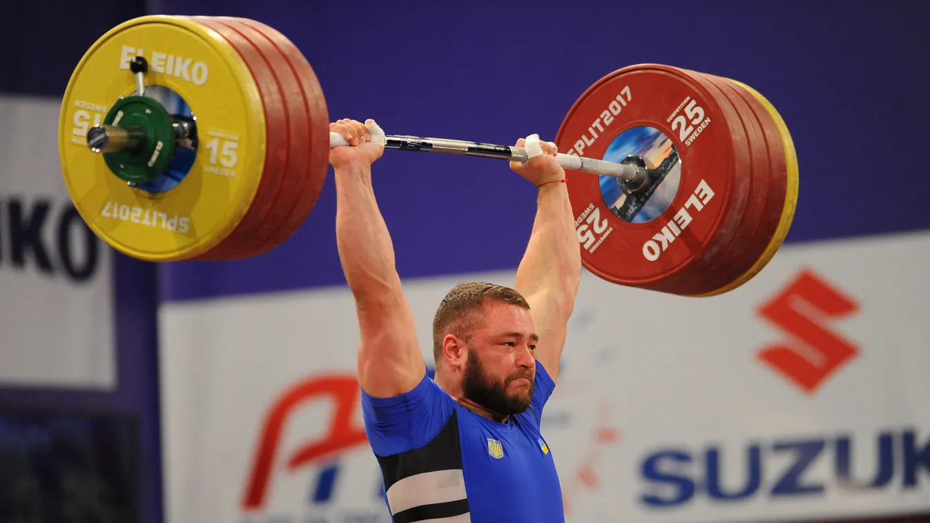 Weightlifting European Championships 2017 2017 Croatia Split April Championships Men's final Weightlifting European Championships 2017 94 kg Horizontal EUROPEAN WEIGHTLIFTING 