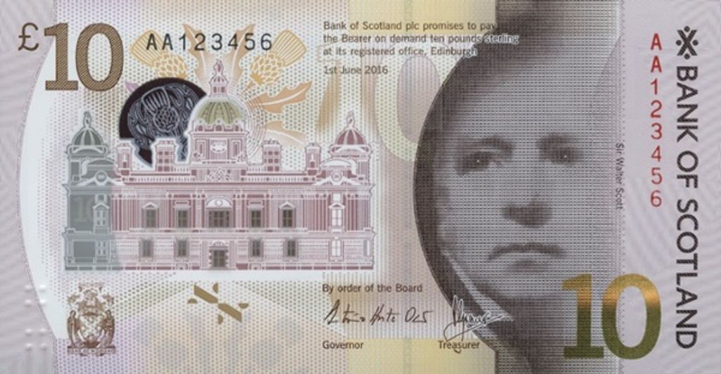 bankjegy, International Bank Note Society, IBNS, pénz, papírpénz, 2017, Skócia, font 