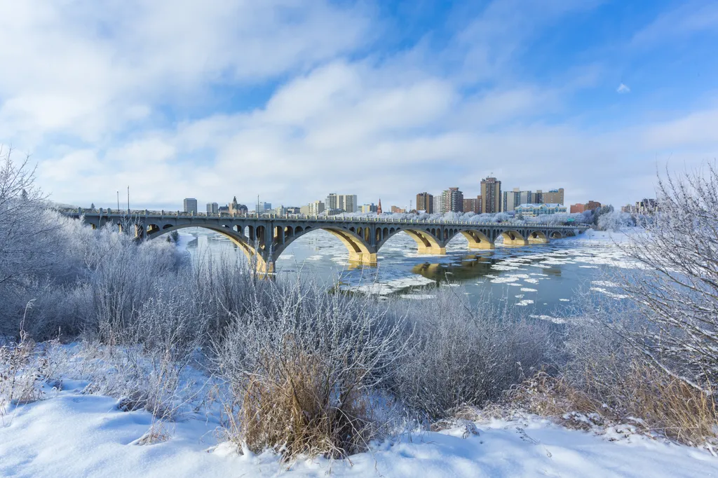 Tél, Havazás, Fagy, Kanada, Saskatoon, Saskatchewan, 