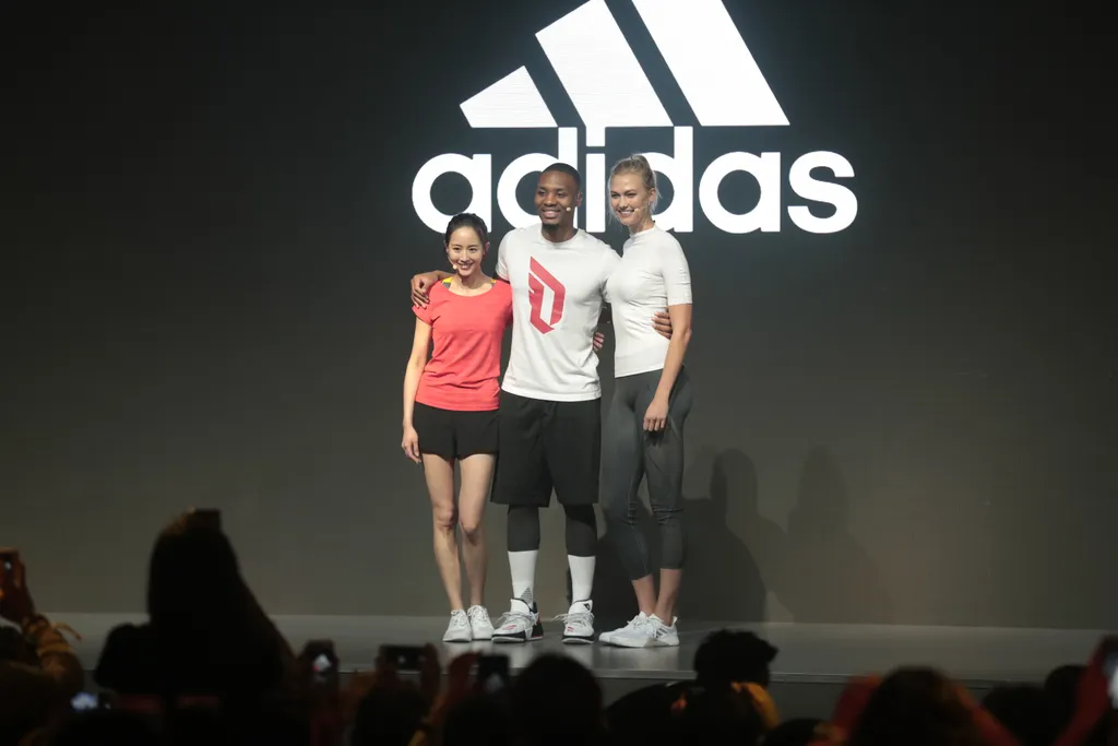 Damian Lillard, Karlie Kloss pair up to endorse adidas in Shanghai China Chinese Shanghai sport Damian Lillard adidas Karlie Kloss promotional event 