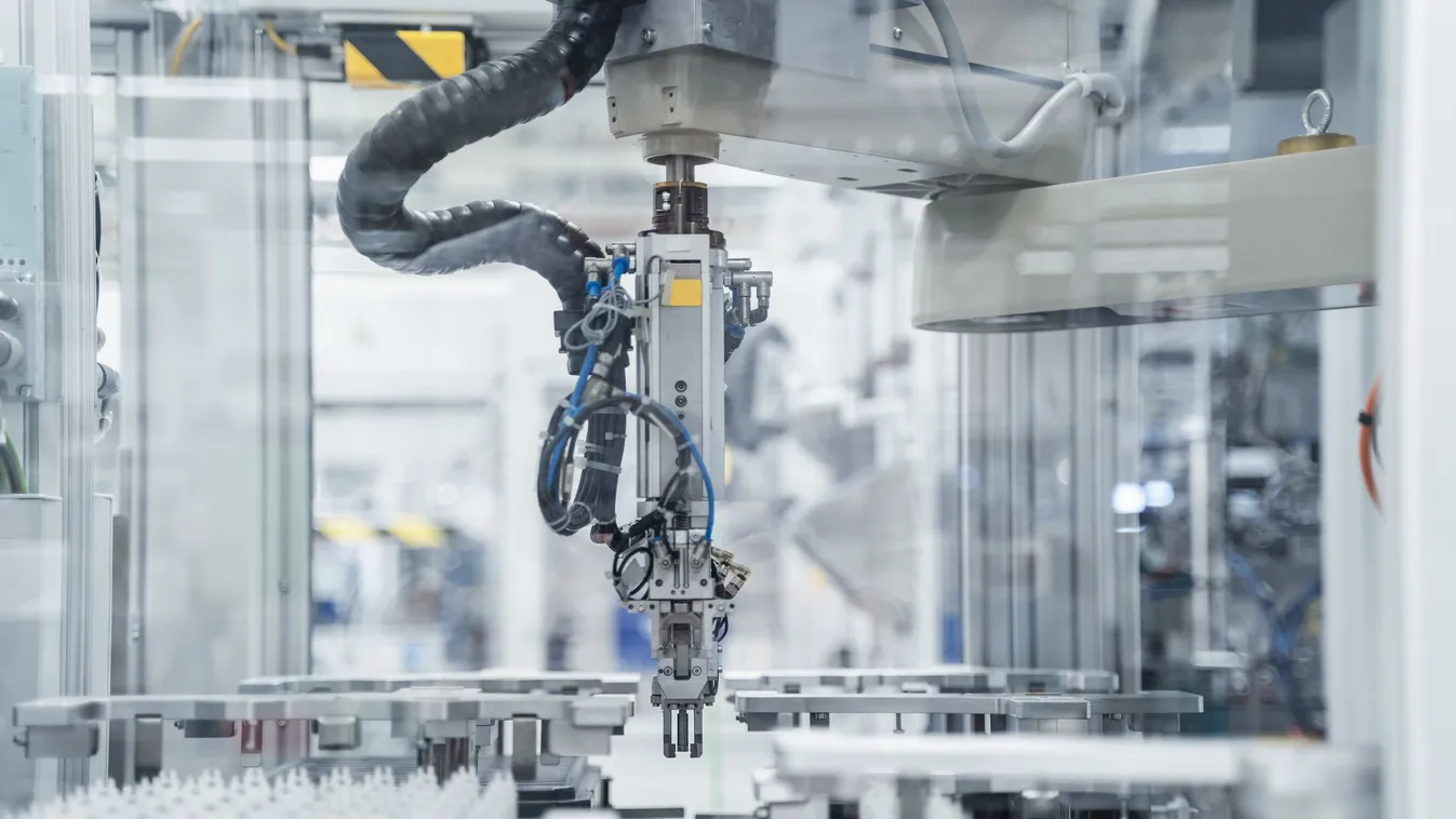 Arm of assembly robot functioning inside modern factory, Stuttgart, Germany 1new concepts characteristics properties and activities concepts and themes exception focus image features industrial firm modernity object production engineering robotics south g