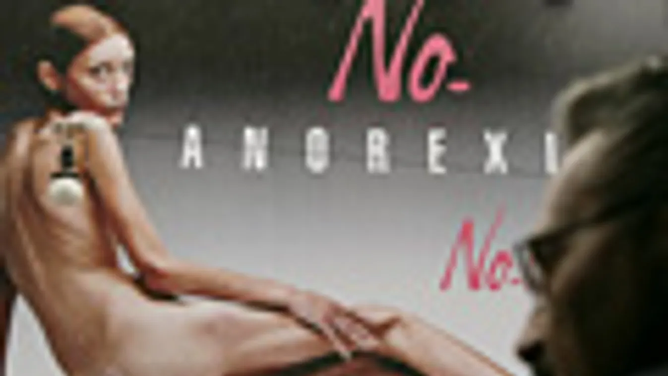 Anorexia, egy kampány plakátja a Milanói divathét alatt 