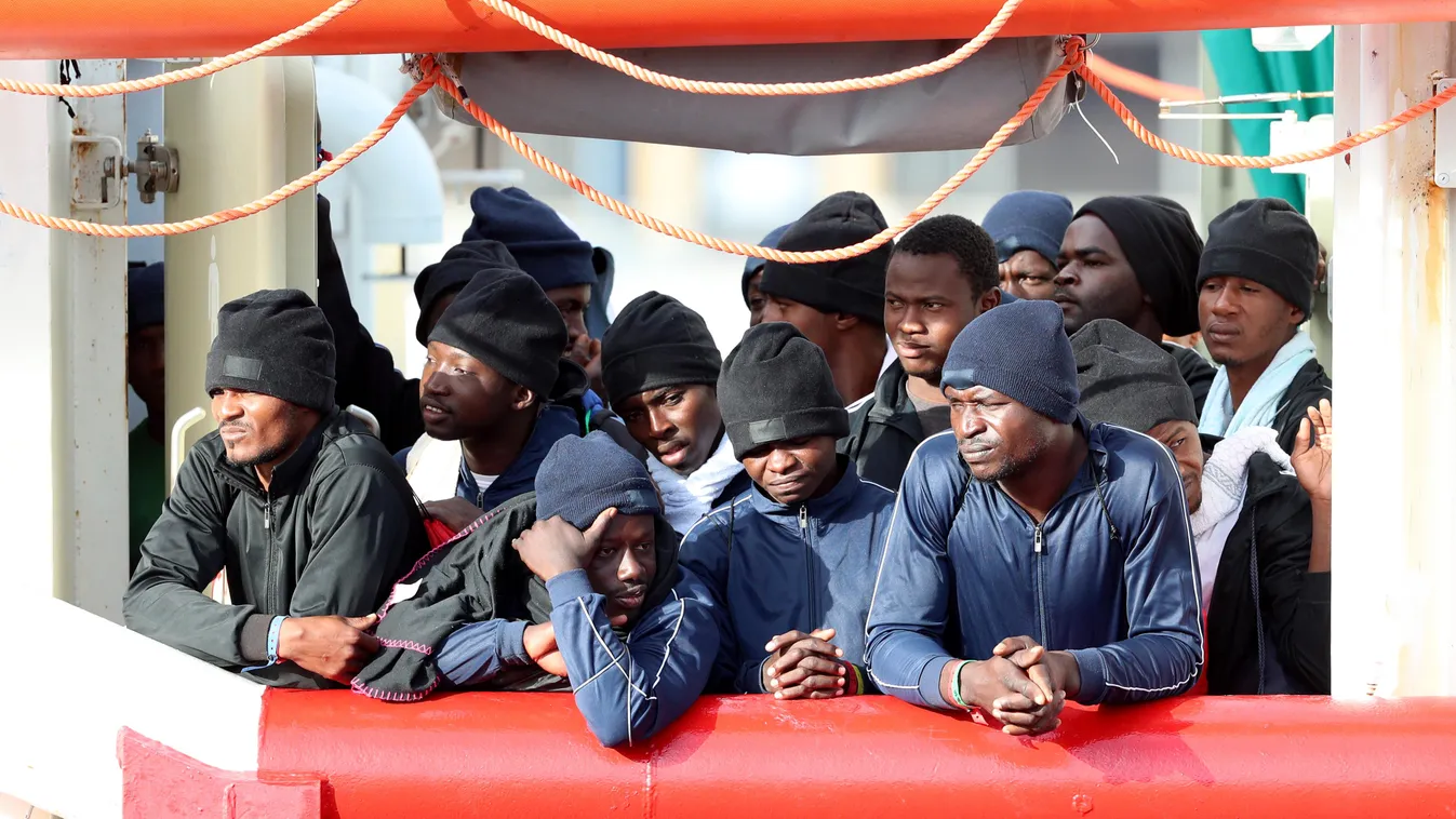 Immigration Landing In Sicily IMMIGRATION AID RESCUE AT SEA PORT OF MESSINA SICILY LANDING OF IMMIGRATS SOS MEDITERANEE OCEAN VIKING 