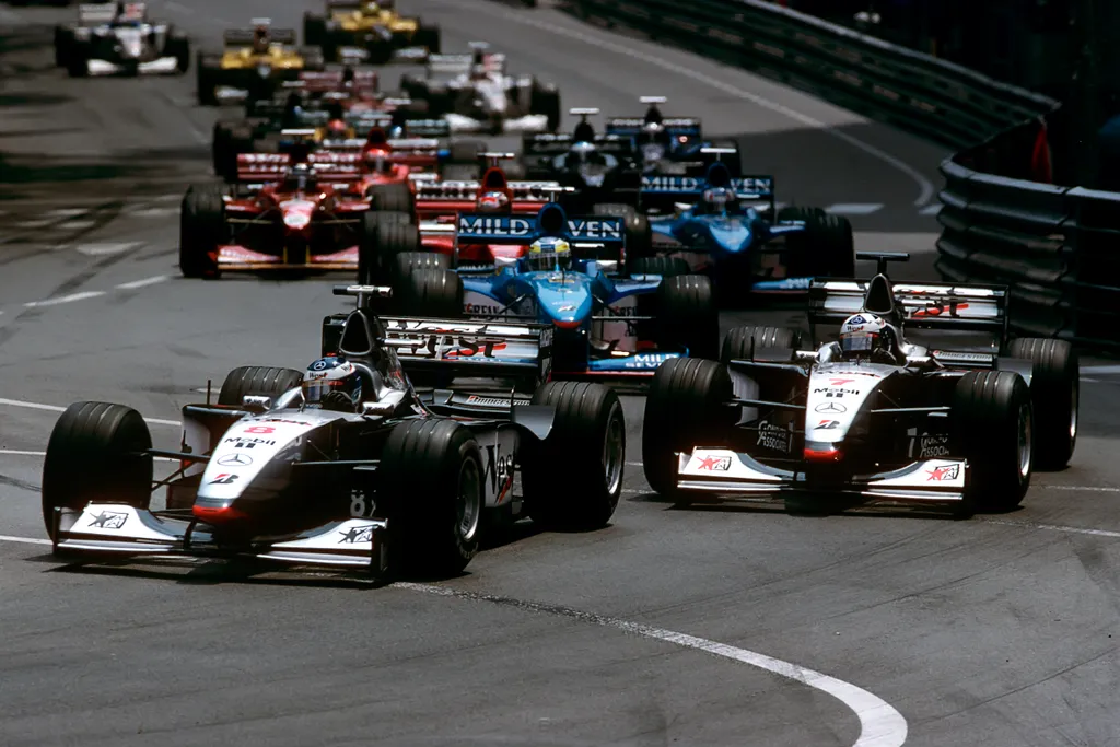 Forma-1, David Coulthard, McLaren-Mercedes, Mika Häkkinen, Monacói Nagydíj, 1998, rajt 
