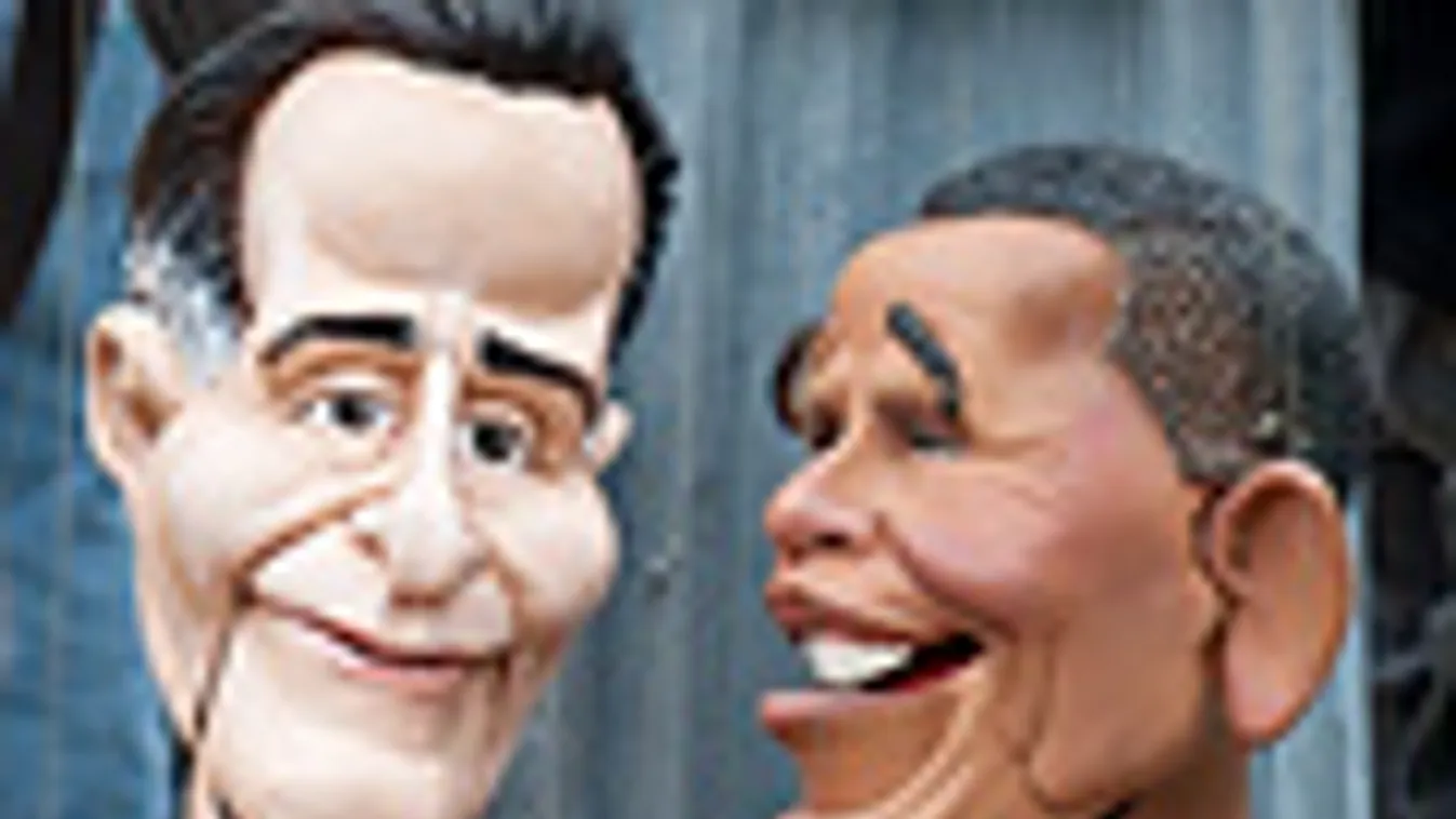 Obama, Romney, bábuk,USA, választások, Milyen világ születik Obama és Romney ütközetéből cikkhez 