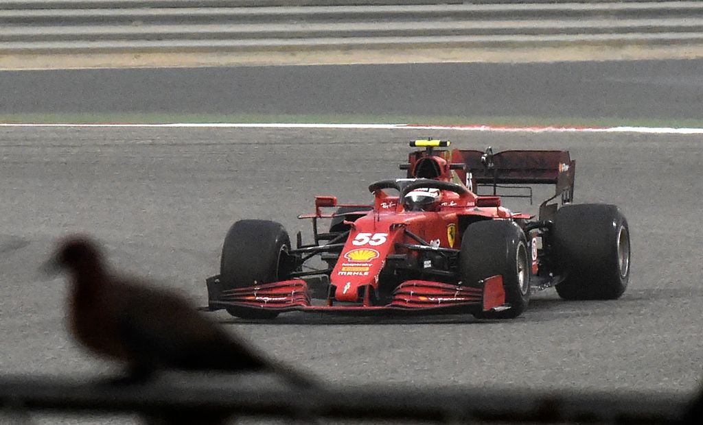 Forma-1, Carlos Sainz, Ferrari, Bahrein teszt 1. nap, galamb 