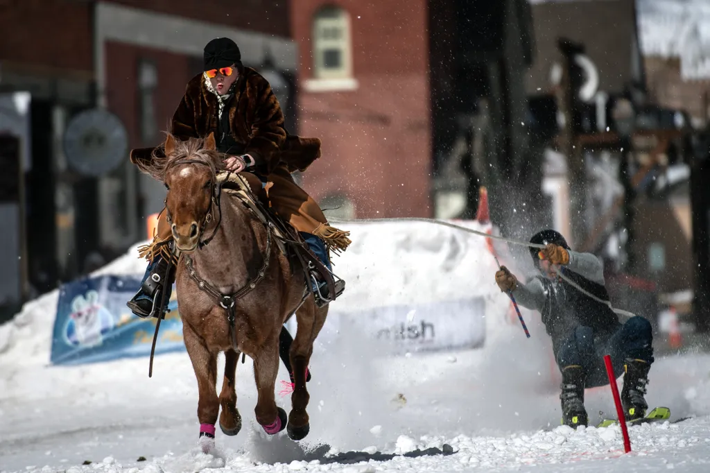 Síjöring, sí, rodeó, Leadville, Colorado, USA, 