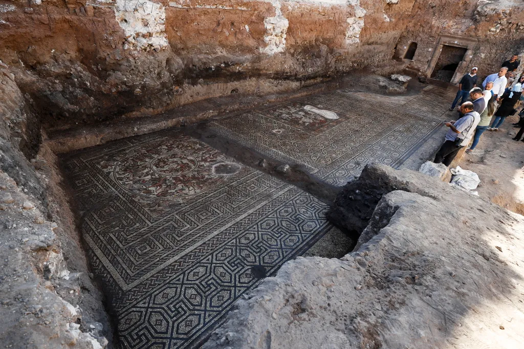 Szíria, mozaikpadló, mozaik, padló, régészet, feltárás, római, ókori 