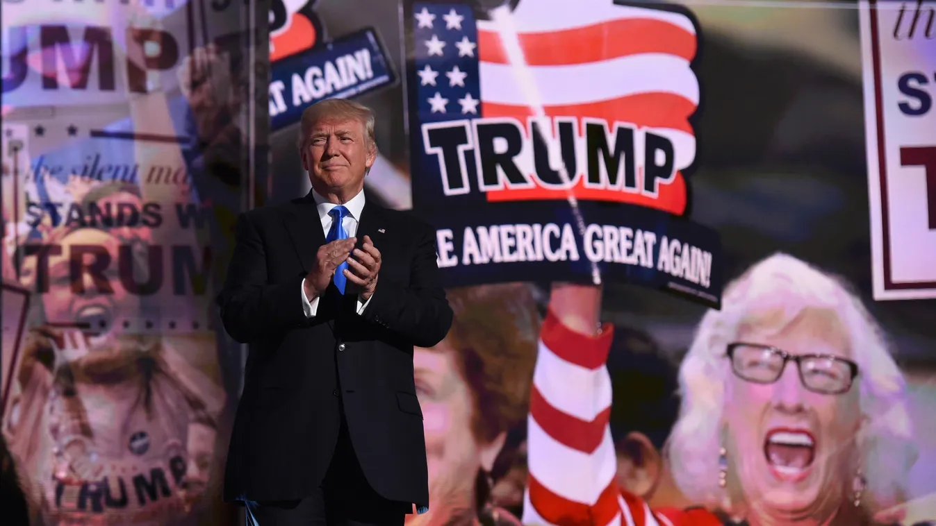 TRUMP, Donald, Donald Trump az amerikai Republikánus Párt várható elnökjelöltje, Cleveland, 2016. július 18.
Republikánus Párt négynapos elnökjelölt-állító konvenciója a Quicken Loans Arenában, az Ohio állambeli Clevelandben 