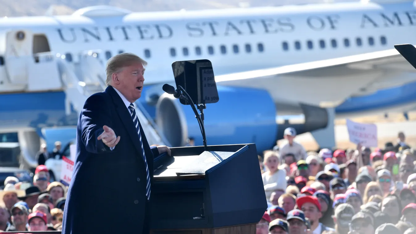 politics Horizontal US President Donald Trump addresses a "Make America Great Again" rally at Elko Regional Airport in Elko, Nevada, October 20, 2018. (Photo by Nicholas Kamm / AFP) 