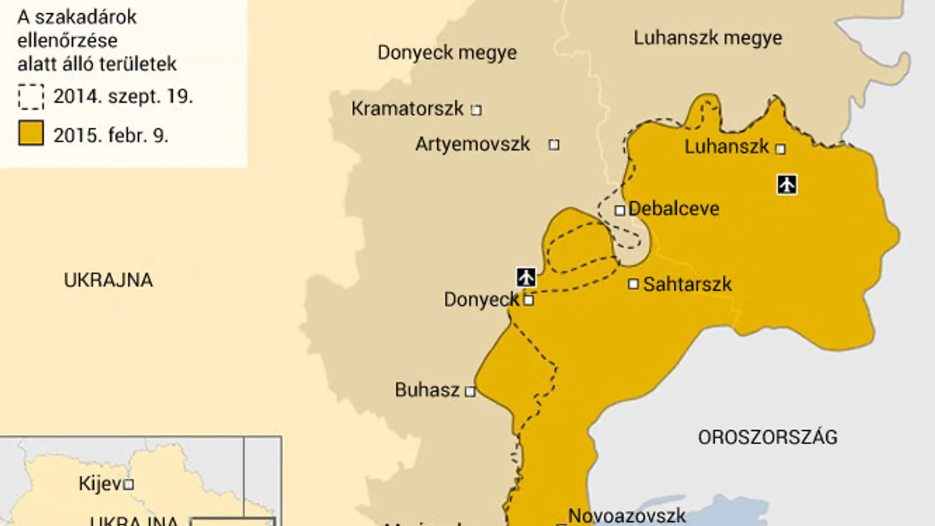 Ukrajna - Szakadárok
ellenőrzése
alatt álló területek 