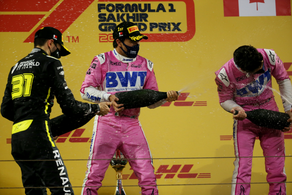 Forma-1, Esteban Ocon, Renault, Lance Stroll, Sergio Pérez, Racing Point, Szahíri Nagydíj 