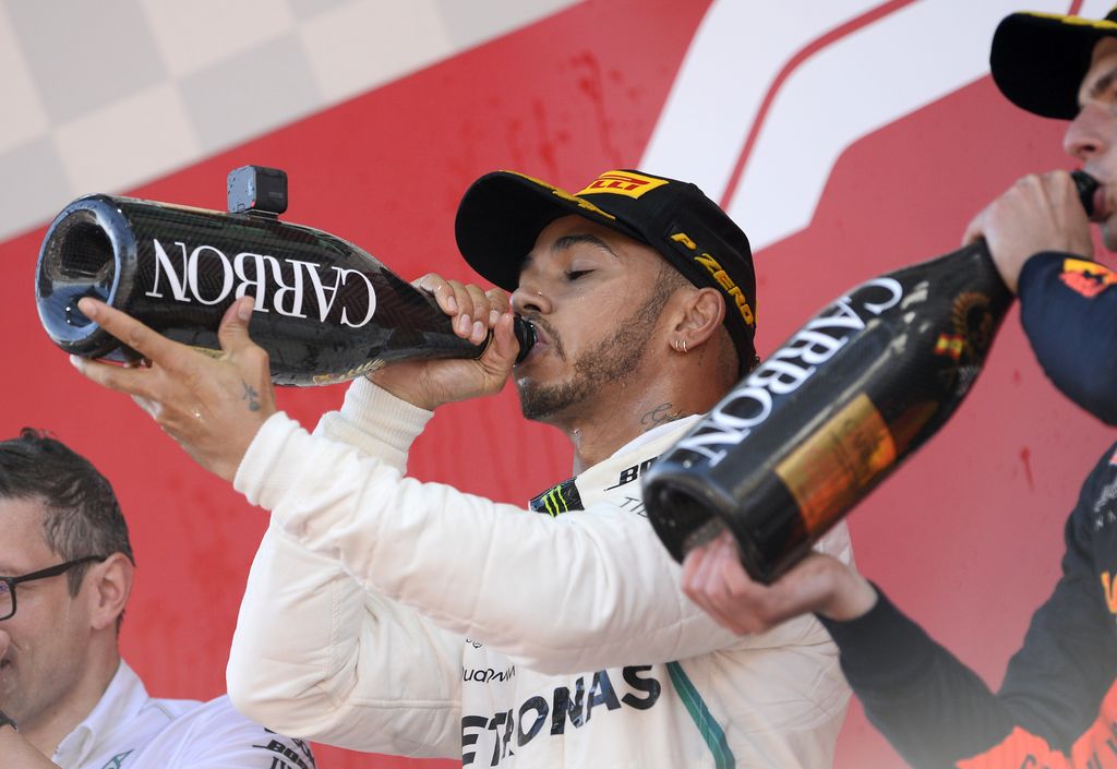 A Forma-1-es Spanyol Nagydíj, Lewis Hamilton, Mercedes-AMG Petronas, Carbon pezsgő 