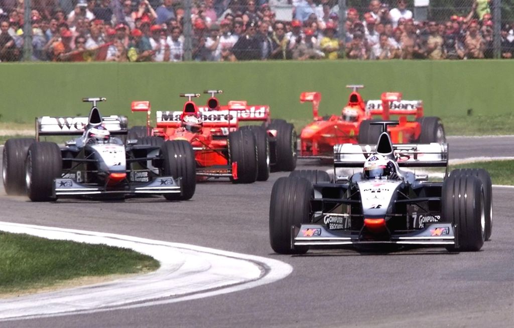 Forma-1, David Coulthard, Mika Häkkinen, McLaren Mercedes, Michael Schumacher, Scuderia Ferrari, San Marinói Nagydíj 1998 
