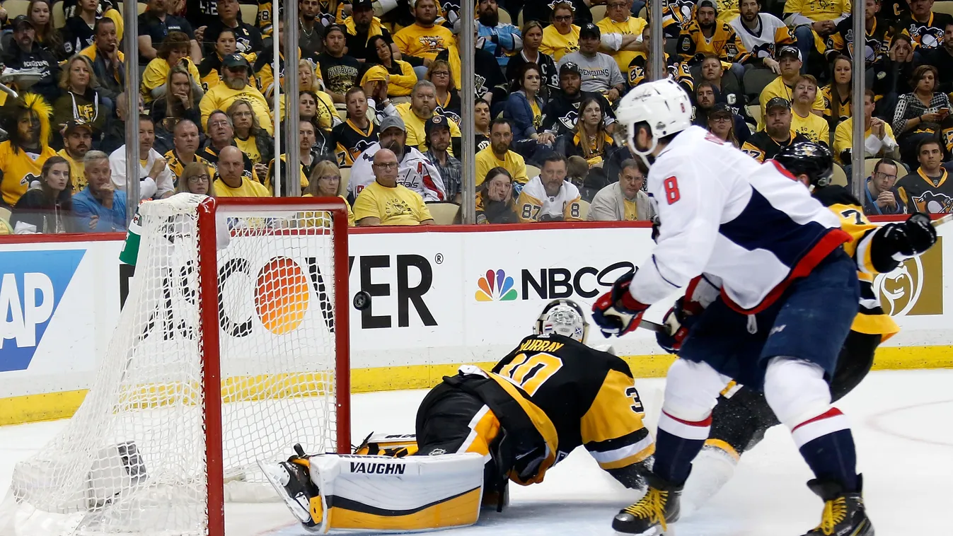 Washington Capitals v Pittsburgh Penguins - Game Three GettyImageRank1 SPORT HORIZONTAL ICE HOCKEY USA Pennsylvania Pittsburgh Winter Sport Hockey Puck Winning Stanley Cup Photography Pittsburgh Penguins Alexander Ovechkin National Hockey League Washingto