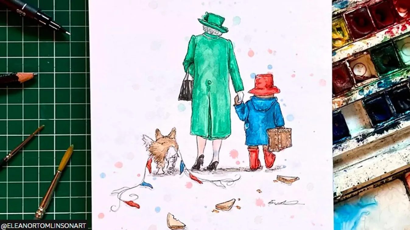 paddington, maci, királynő, II. Erzsébet, mém, UK, kutya, corgi 