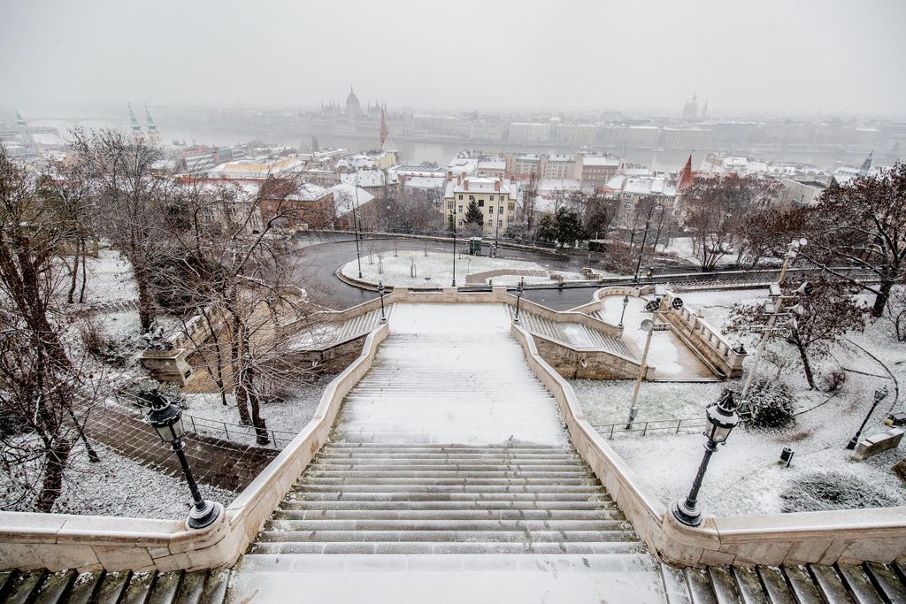 havazás, hó, Budapest, időjárás, tél, város, Budai vár 