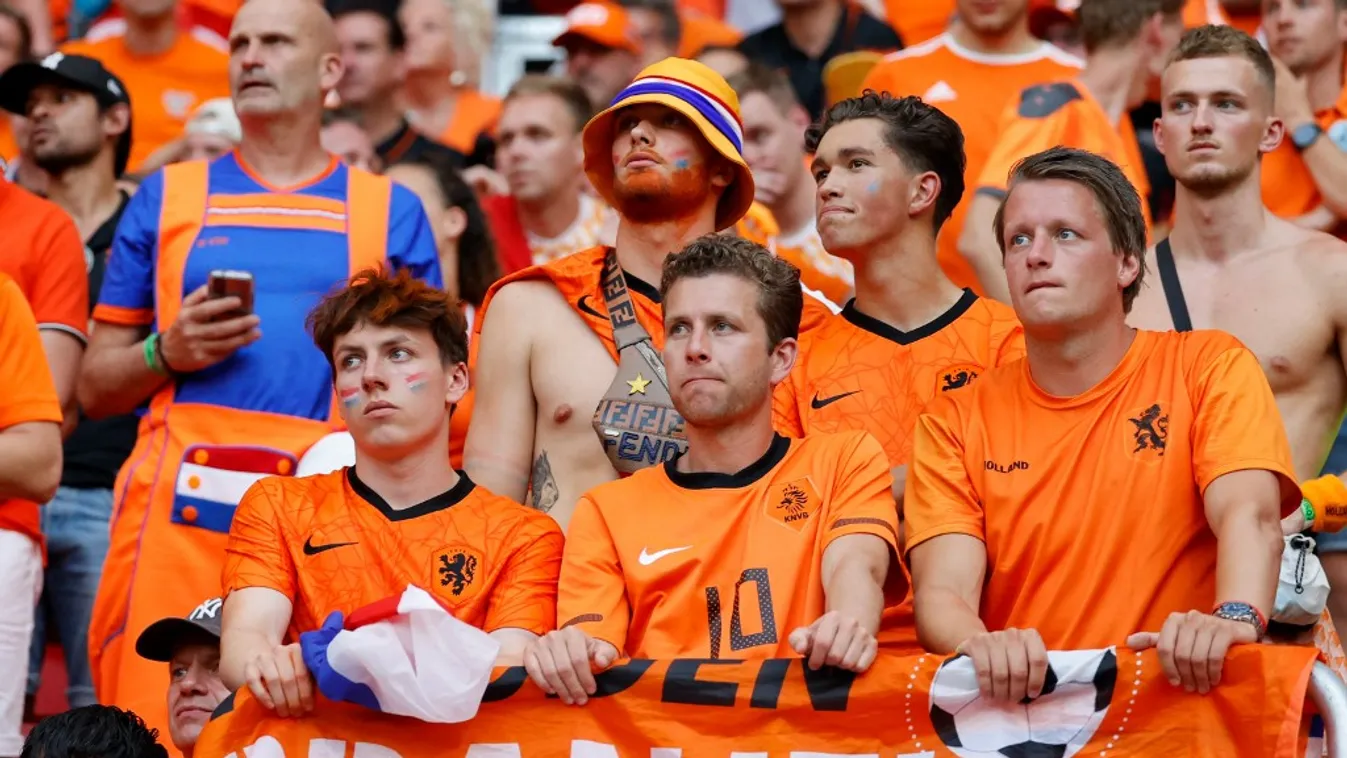 TOPSHOTS Horizontal FOOTBALL EUROPEAN CHAMPIONSHIP DISAPPOINTED STAND SPORTS FAN ORANGE CLOTHING 