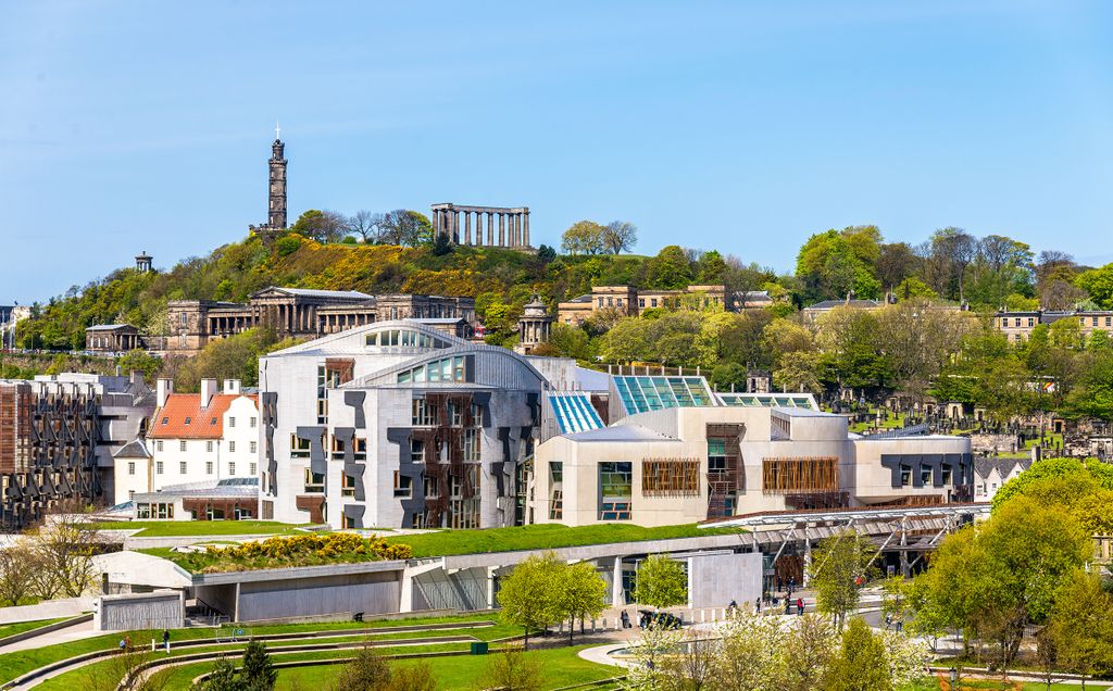 View,Of,New,Parliament,House,Under,Calton,Hill,-,Edinburgh country,castle,nation,historical,parliament,down,scottish,buildi View of New Parliament House under Calton Hill - Edinburgh furcsa épületek 