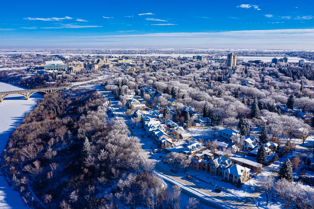 Tél, Havazás, Fagy, Saskatoon, Saskatchewan, Kanada, 